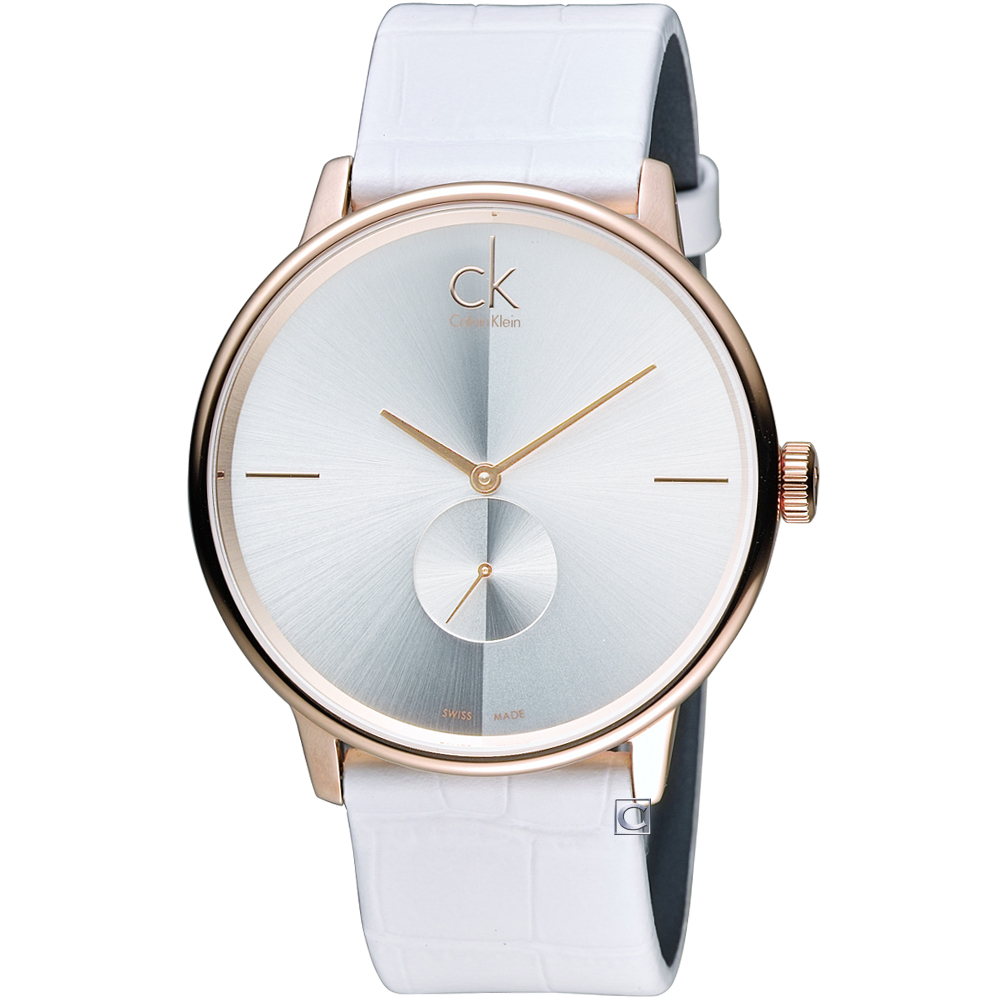 Calvin Klein 日月光系列小秒針時尚腕錶-玫瑰金色/寬/40mm