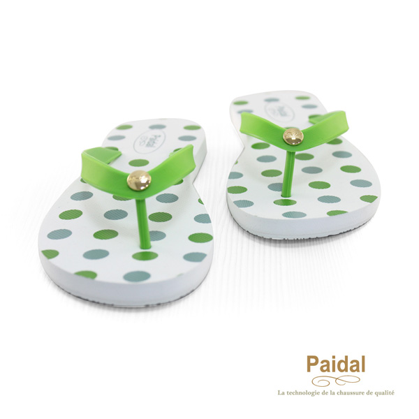 Paidal 熱力圓點點海灘拖鞋人字拖鞋-綠