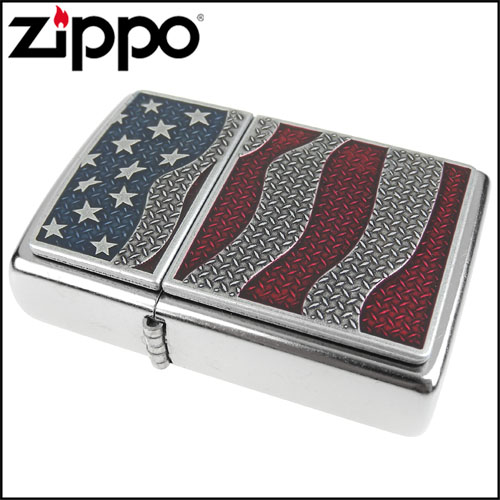 ZIPPO 美系~Diamond Plate Flag-花板美國國旗貼飾打火機