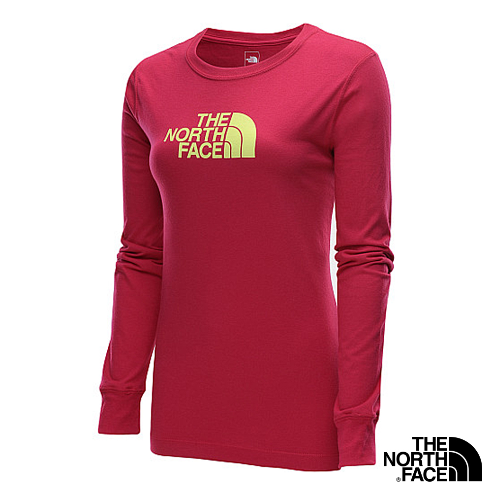 The North Face 女 LOGO長袖T恤 櫻桃粉