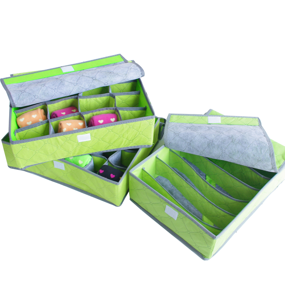 (活動)竹炭美人內衣小物收納盒7格、16格、24格各一入-綠色