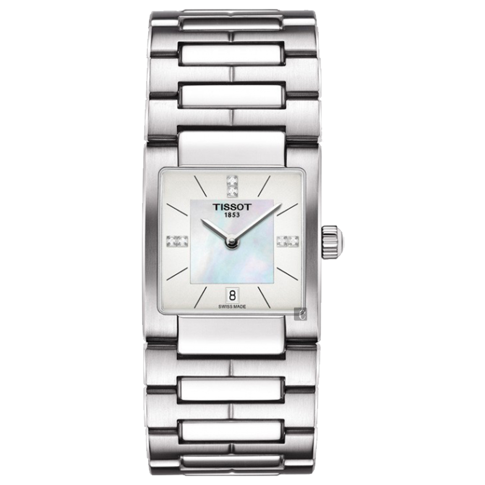 TISSOT 天梭 官方授權 T02 優雅真鑽女錶-珍珠貝x銀/23mm T0903101111600