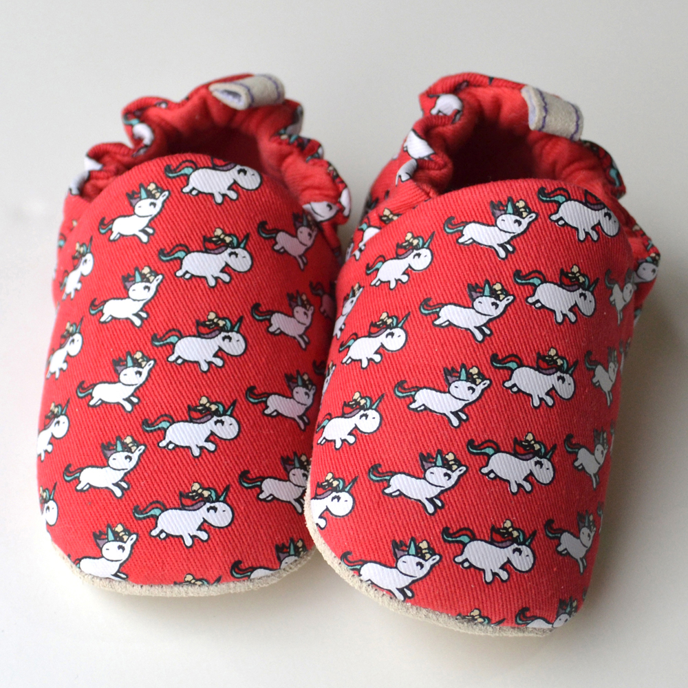 英國 POCONIDO 手工嬰兒鞋 (紅色獨角獸)