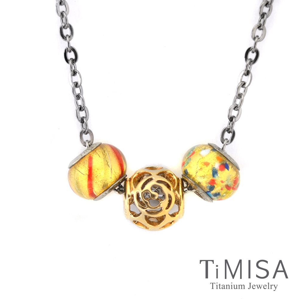 TiMISA 玫瑰花語 金 純鈦串飾 項鍊