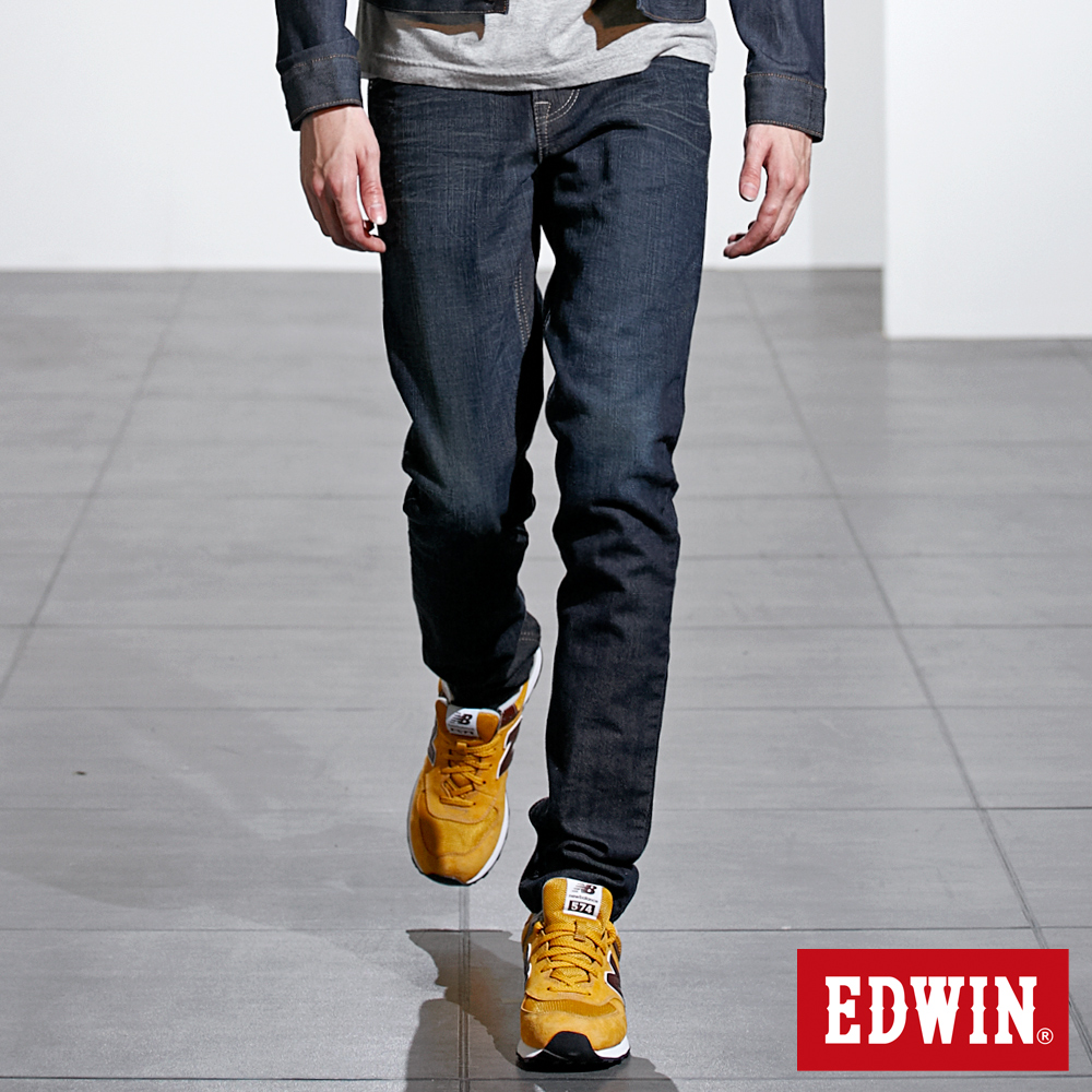 EDWIN 窄直筒 EDGE雙口袋牛仔褲-男-原藍磨