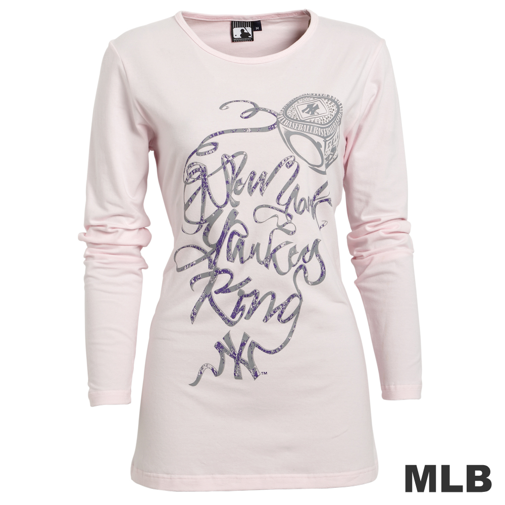 MLB-紐約洋基隊冠軍戒棉質T恤-粉(女)