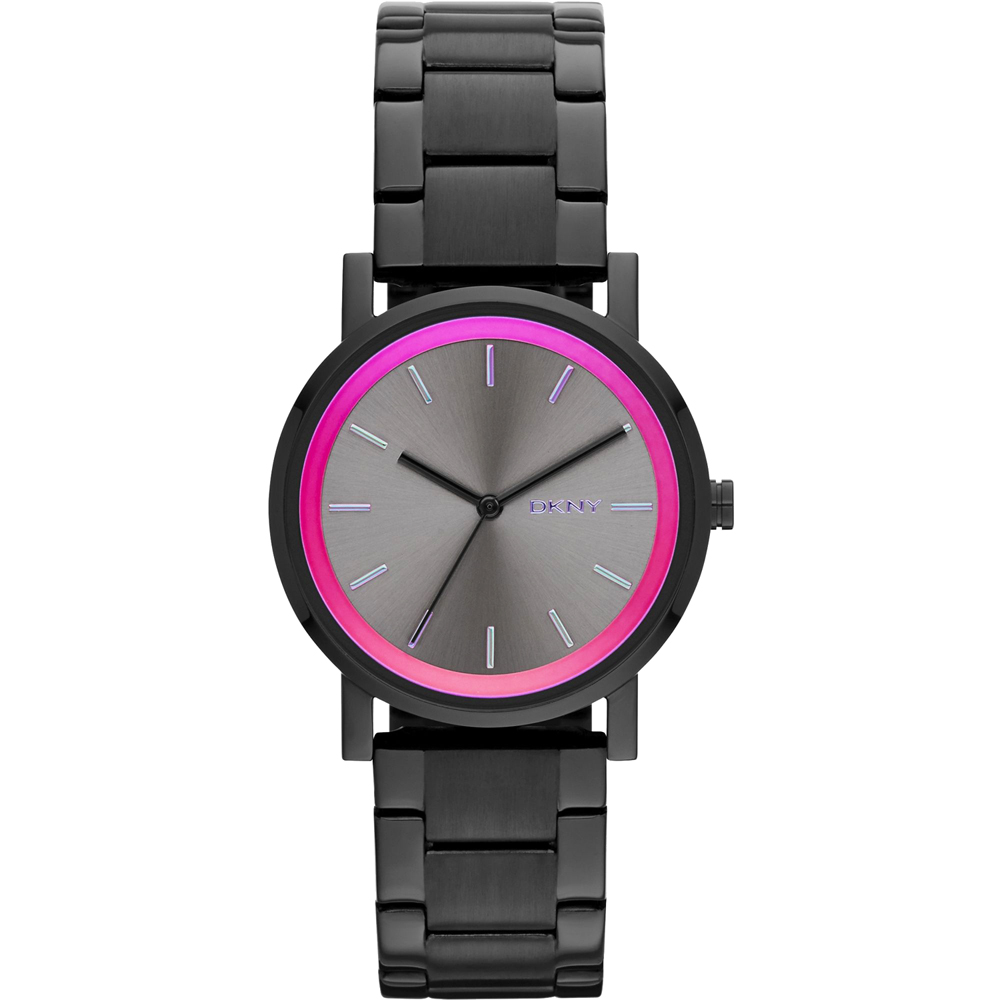 DKNY Runway 紐約風采時尚腕錶-金屬灰x黑/34mm