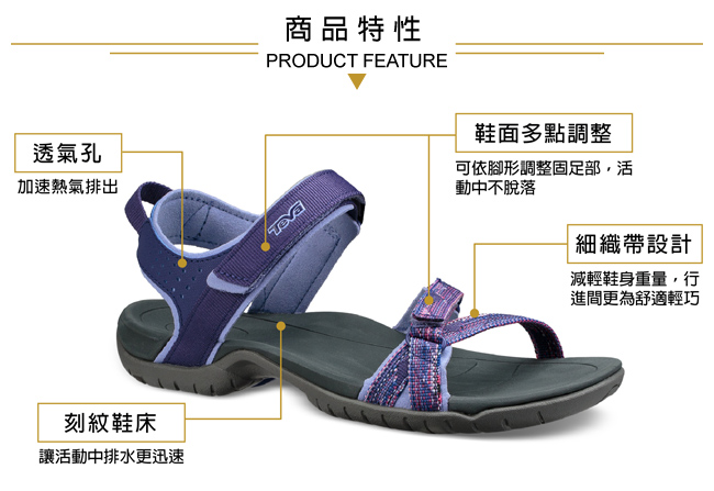 TEVA 美國 女 Verra 多功能運動涼鞋 彩灰紫