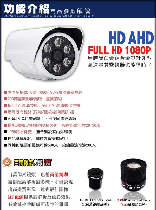 監視器攝影機組 - KINGNET 聲寶 SAMPO AHD 8路主機套餐+8台監視器攝影