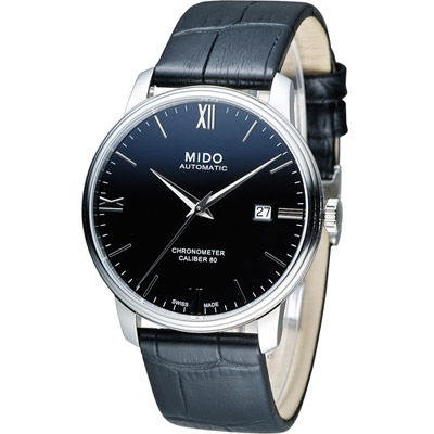 MIDO 美度 官方授權 Baroncelli III 永恆系列矽游絲天文台認證機械錶-M0274081605800黑(皮)/40mm