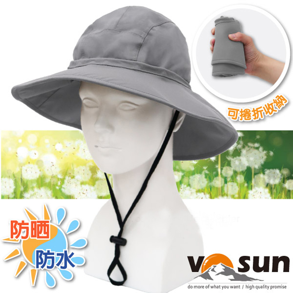 【VOSUN】熱賣款 經典時尚防水防曬大盤帽_鐵灰