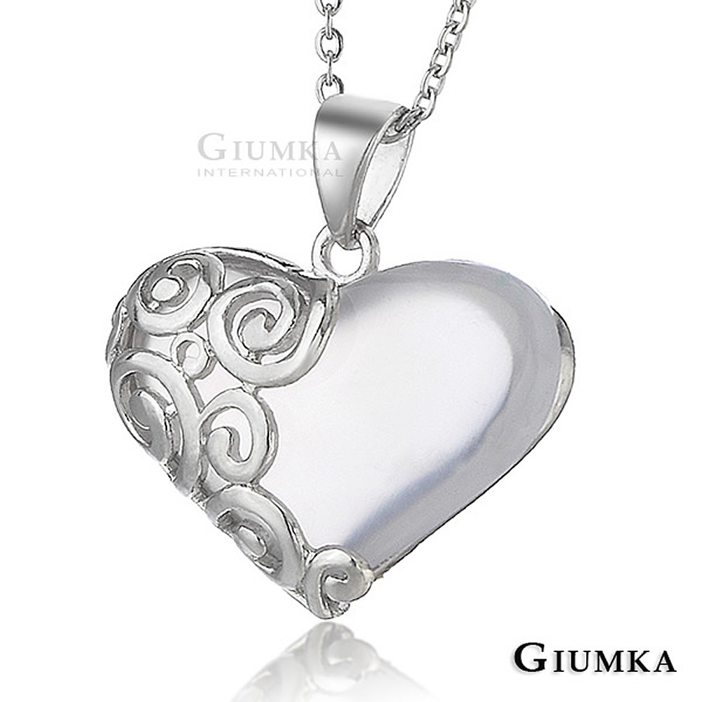 GIUMKA白K飾 心姬美人愛心項鍊半寶白瑪瑙-銀色