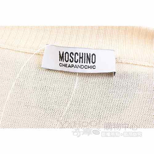 MOSCHINO 米色印花絲巾綁結長袖毛衣