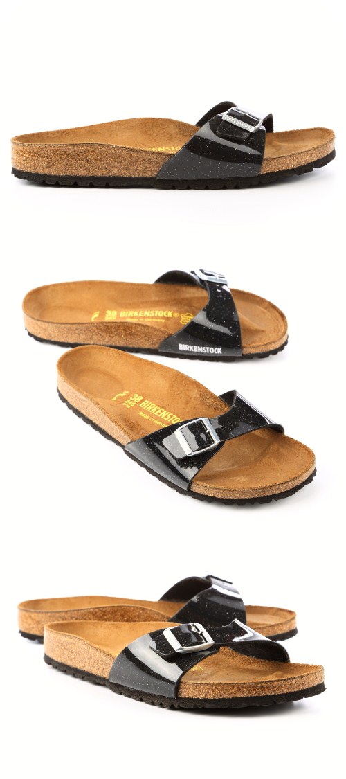 勃肯BIRKENSTOCK 438013馬德里 單片時尚拖(亮面黑)