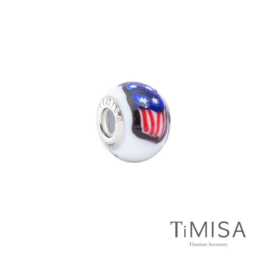 TiMISA 手繪美國(11mm)純鈦琉璃 墜飾串珠