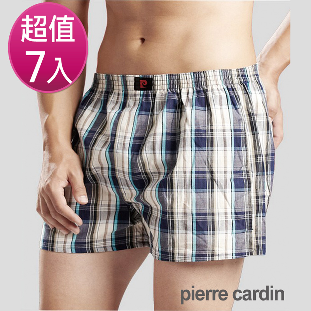 Pierre Cardin 皮爾卡登 精梳棉色織五片式平口褲(7件組)