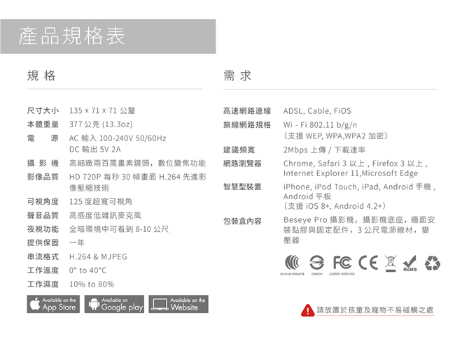 Beseye Pro 雲端智慧攝影機-棉白