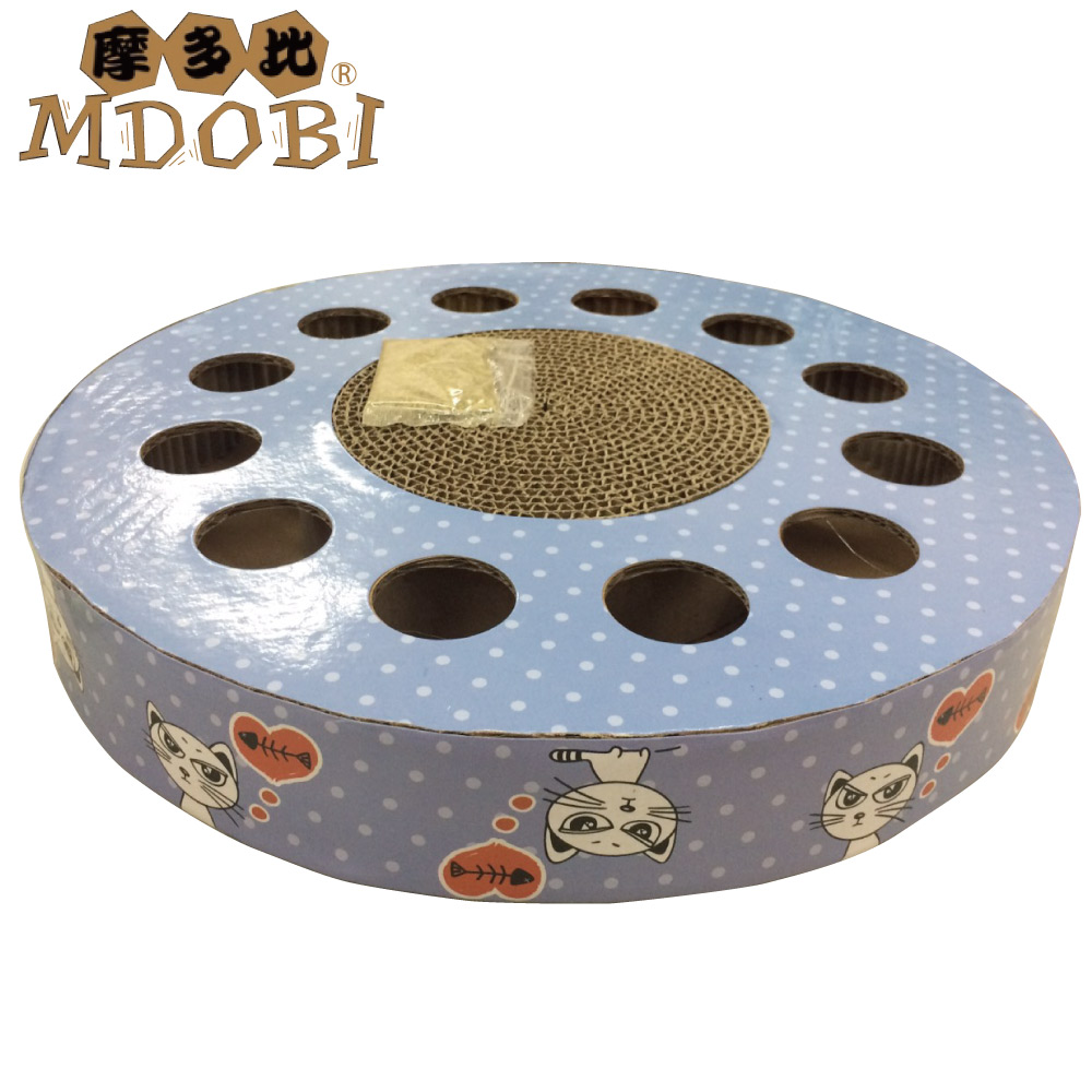 MDOBI摩多比-貓丸家 瓦楞紙 貓咪玩具盒-圓型貓咪戳戳樂