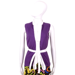 FABIANA FILIPPI 紫/白拼接設計綁帶無袖上衣