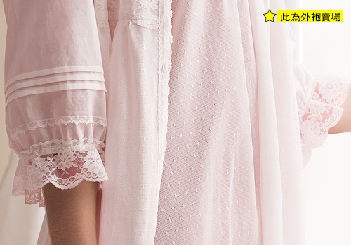羅絲美睡衣 - 春之旋律蕾絲五分袖洋裝外罩衫 (甜美粉)