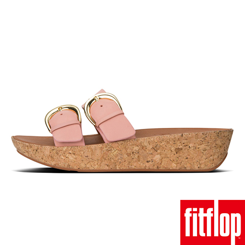 FitFlop DUO-BUCKLE SLIDE SANDALS灰粉