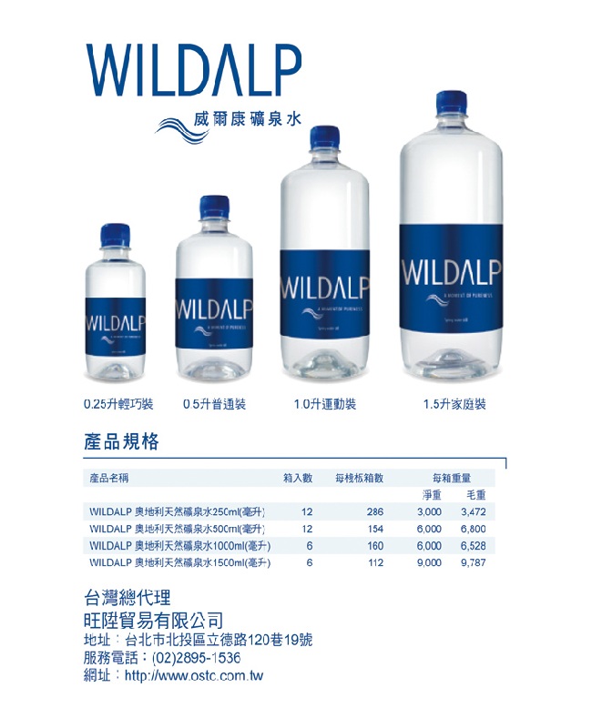 WILDALP 奧地利天然礦泉水(250mlx12瓶)