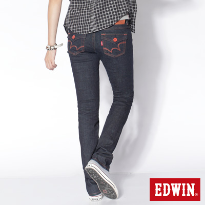 EDWIN EDGE袋蓋小直筒牛仔褲-女款(原藍色)