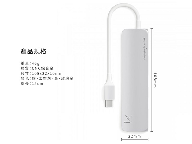 innowatt DOCK HDMI USB 3.1 Type C Hub充電傳輸集線器