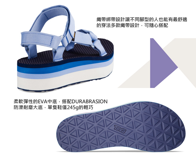 TEVA 美國 女 Flatorm Universal 織帶厚底涼鞋 (千層藍)