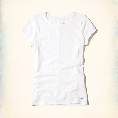 HCO Hollister 經典標誌設計短袖素色T恤(女)-白色