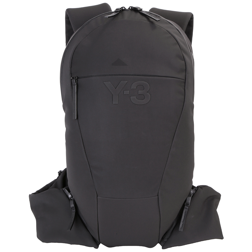 Y-3 VEST 浮刻LOGO多功能尼龍後背包(大/黑色)