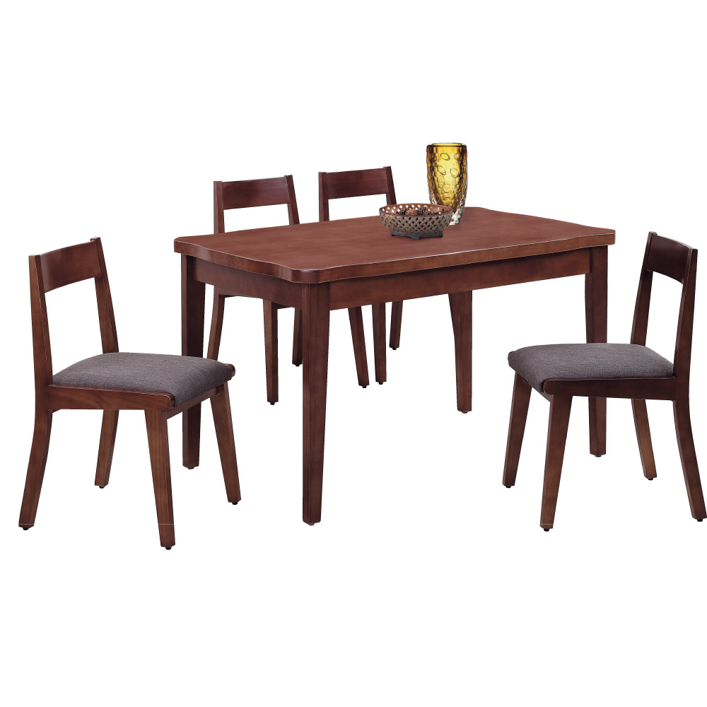 品家居 威森4.3尺實木餐桌椅組合(一桌四椅)-130x80x80cm-免組