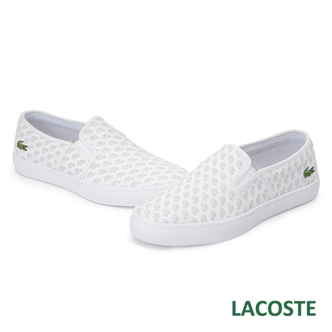 LACOSTE 女用休閒/懶人鞋-白