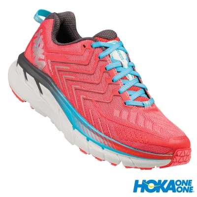 HOKA ONE ONE 跑鞋 Clifton 4 女 路跑 超緩震 石榴紅