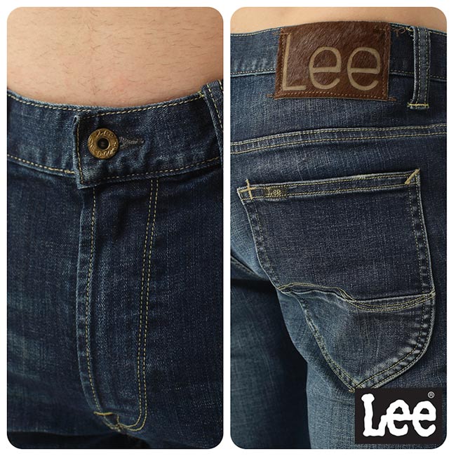 Lee 牛仔褲 709低腰合身小直筒牛仔褲- 男款-中深藍
