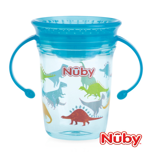 Nuby 晶透360度喝水杯240ml-綠(6M+)