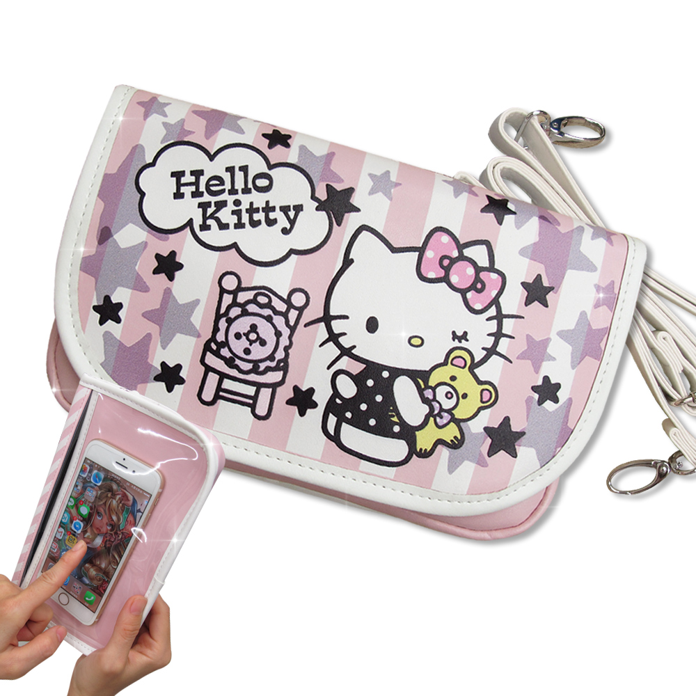 三麗鷗授權正版 Hello Kitty凱蒂貓 觸控手機肩背包(星星)