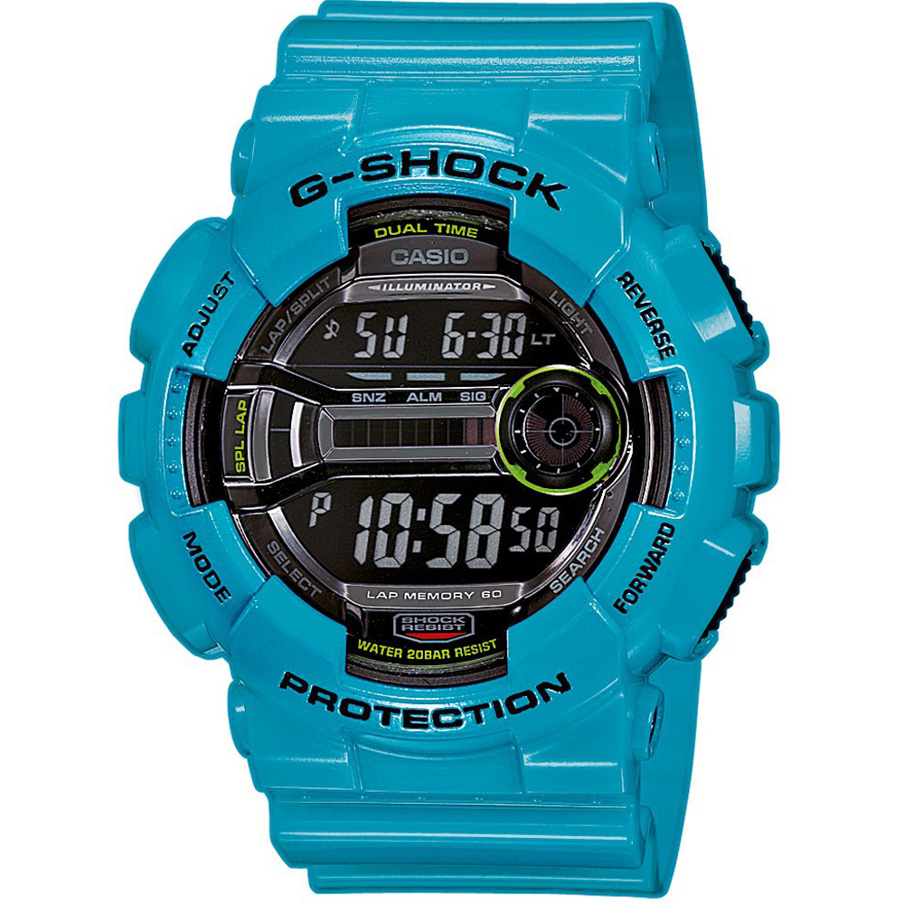 G-SHOCK 新進化感官超亮眼LED休閒錶(GD-110-2)-黑x亮藍/51.2mm