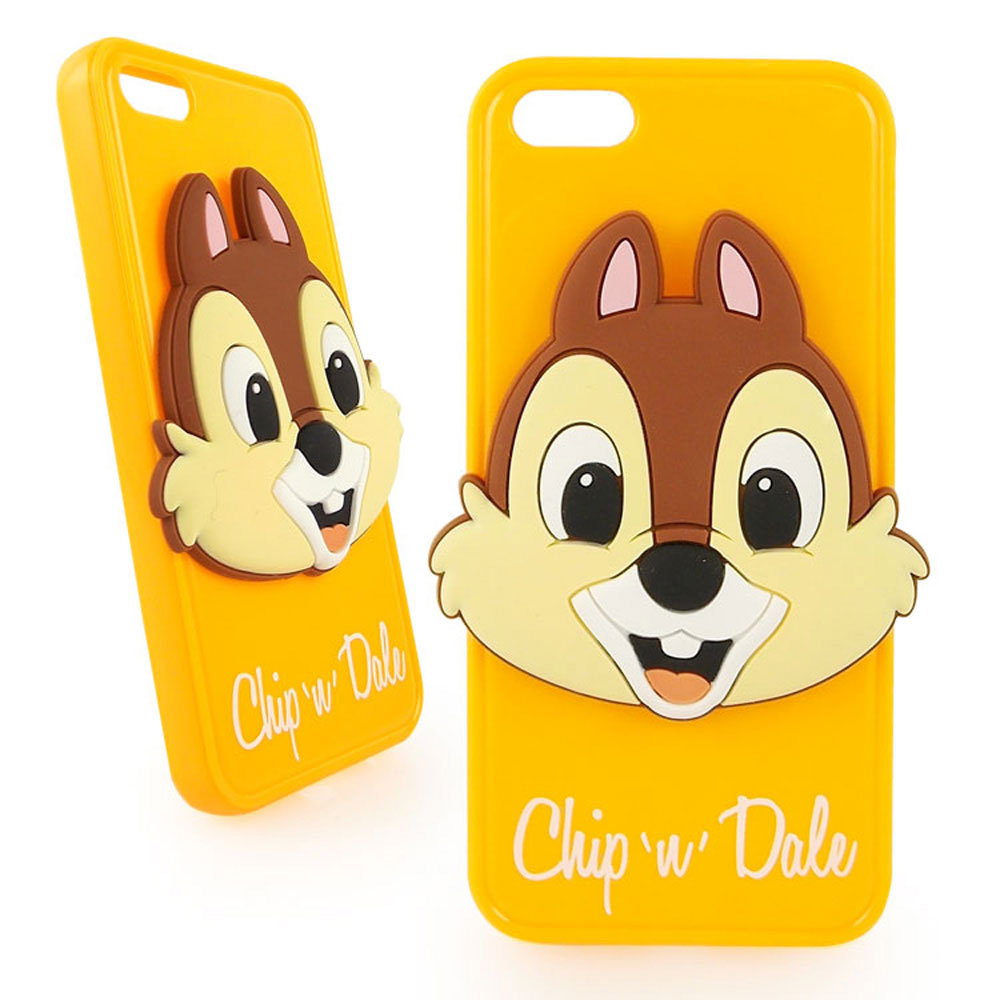 Disney iPhone 5/5S / SE 時尚大頭造型捲線保護套-奇奇/蒂蒂