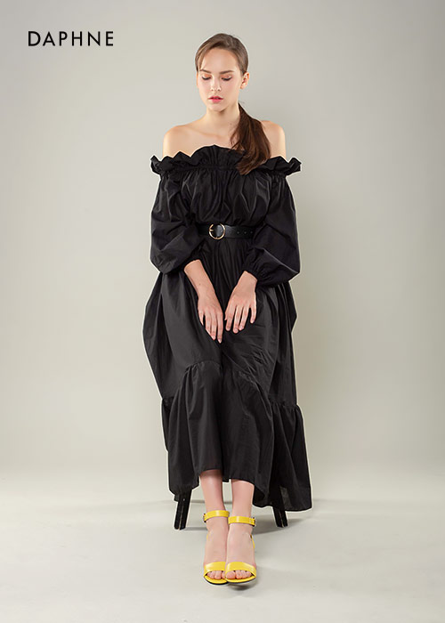 達芙妮DAPHNE 涼鞋-簡約扣踝圓柱粗高跟一字涼鞋-黃