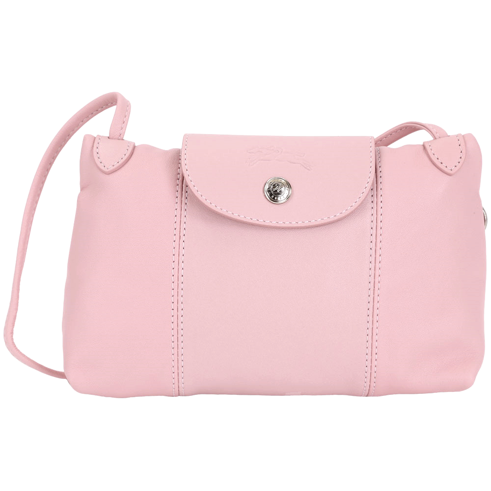 LONGCHAMP Le Pliage Cuir 小羊皮斜背包(粉色)