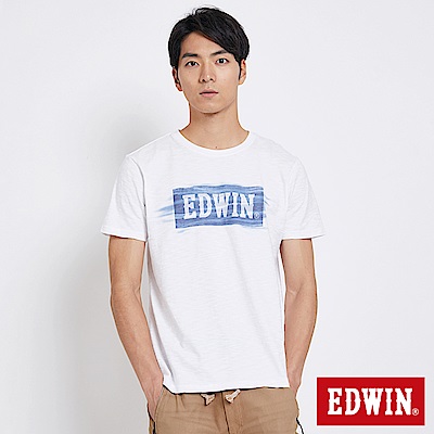 EDWIN 築地系列貓鬚洗色LOGO短袖T恤-男-白色