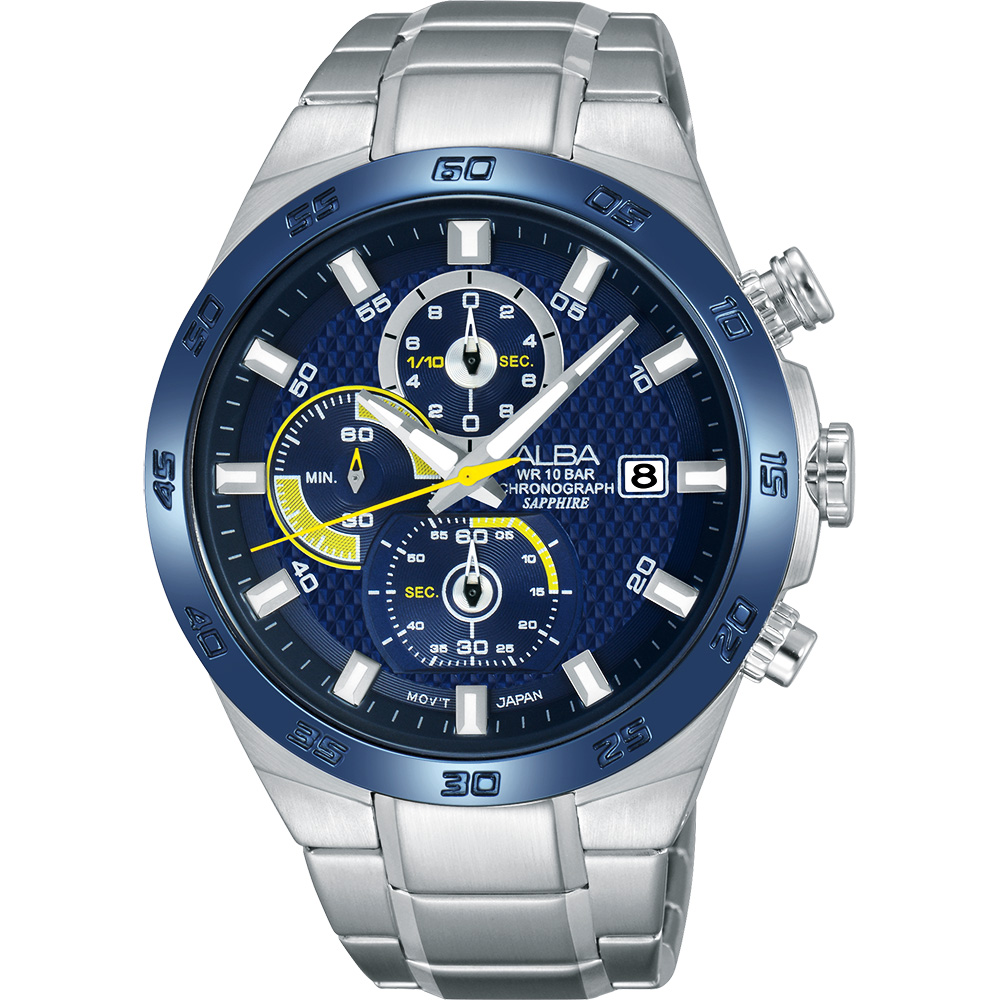 ALBA 雅柏 ACTIVE 活力玩酷型男計時手錶(AM3339X1)-藍/44mm