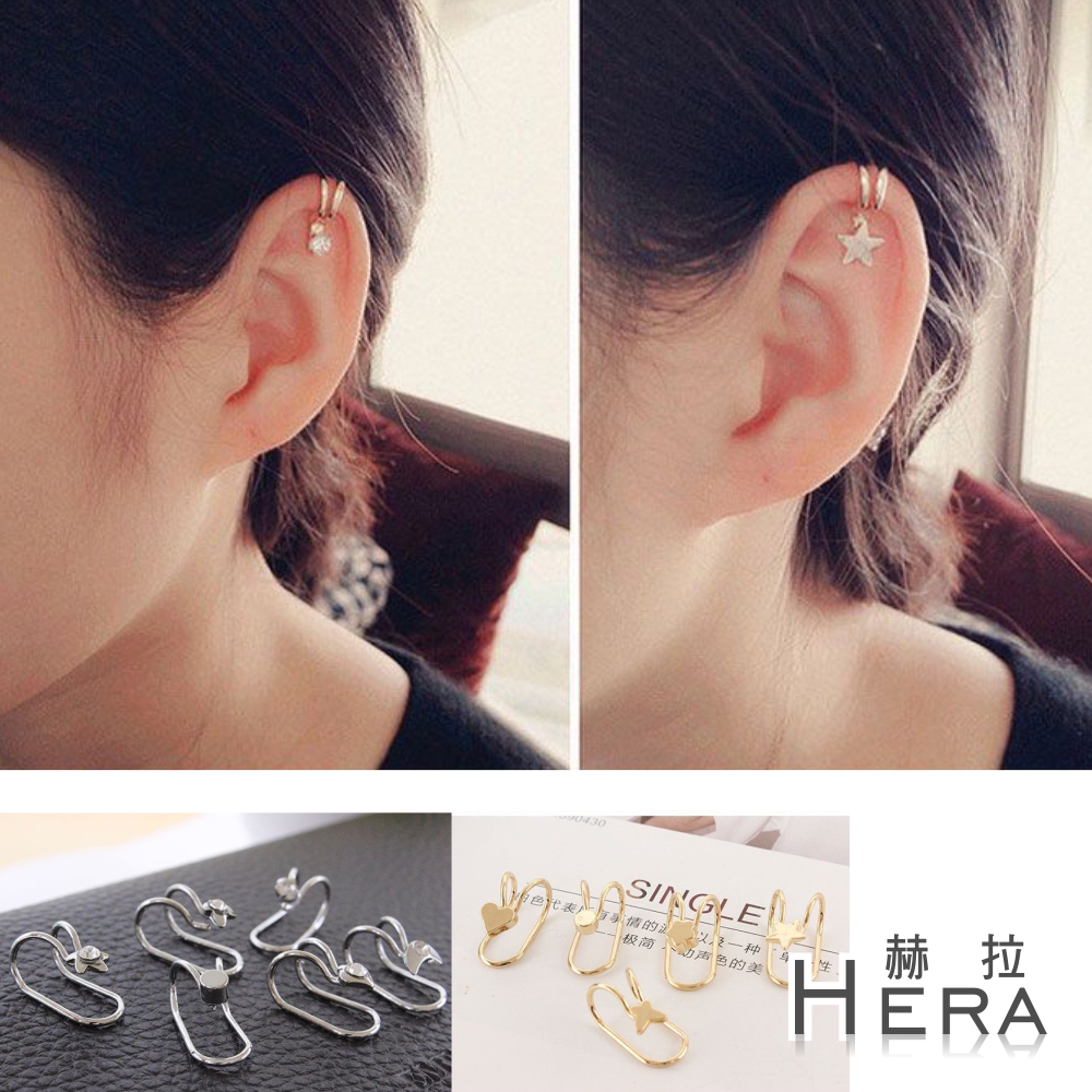 Hera 赫拉 雙線造型無耳洞耳骨夾-雙色入組-5款