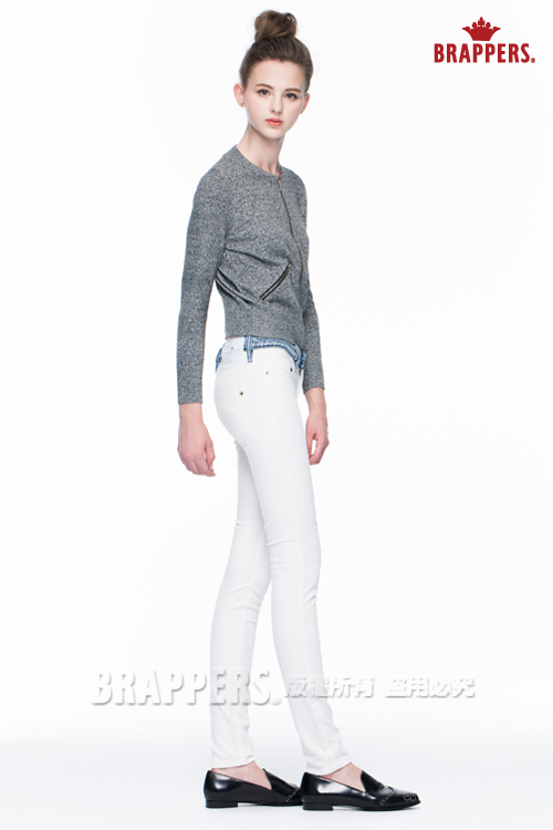 BRAPPERS 女款 新美腳Royal系列-中低腰彈性窄管褲-白