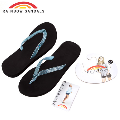 Rainbow Sandals美國細緻亮片夾腳休閒拖鞋-水藍色