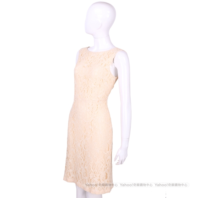 MARELLA 粉裸色織花蕾絲無袖洋裝