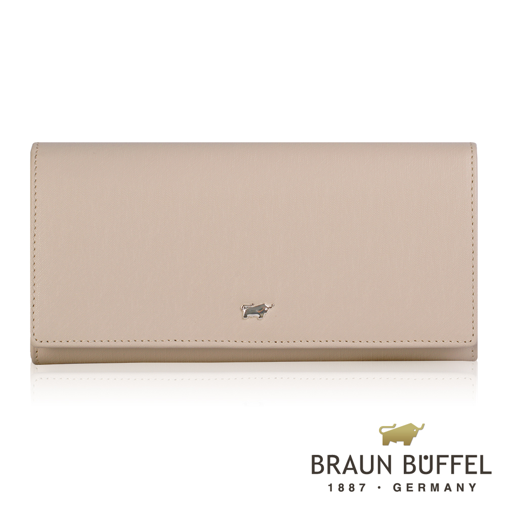 BRAUN BUFFEL - ZANTE桑特系列極光紋兩折長夾 - 香草白