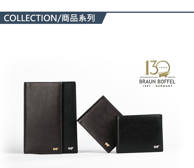 BRAUN BUFFEL - LUIS路易斯系列12卡中間翻窗格皮夾 - 黑色