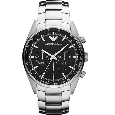 ARMANI Sportivo玩家風潮計時腕錶-黑/42mm